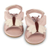 US stockist of Donsje USA's Butterfly Tuti Sky  premium handmade leather sandals.  Pink in color with beautiful cream/pink butterfly on front and velcro fastening at back.  Sizes 0-12 mths have soft sole, 12-30mths have a soft flexible, rubber sole.US stockist of Donsje USA's Butterfly Tuti Sky  premium handmade leather sandals.  Pink in color with beautiful cream/pink butterfly on front and velcro fastening at back.  Sizes 0-12 mths have soft sole, 12-30mths have a soft flexible, rubber sole.