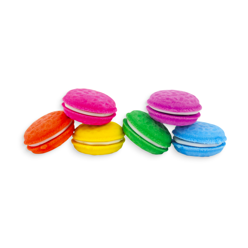 Stockist of Ooly's vanilla scented set of 6 Macaron erasers.  