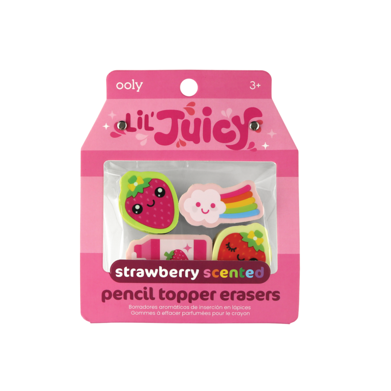 Stockist of Ooly's Lil Juicy Strawberry Scented pencil topper erasers.