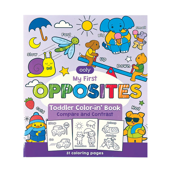 Stockist of Ooly's "My First Opposite Toddler Color-in Book
