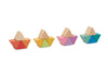 US stockist of Ocamora set of Triangular Colored Prism blocks.  Set of 12 colored blocks and 4 natural blocks that come in a tray.