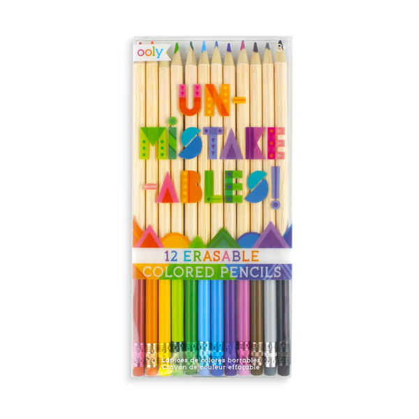 Stockist of Ooly's Un-Mistake-Able Erasable Colored Pencils.  Set of 12