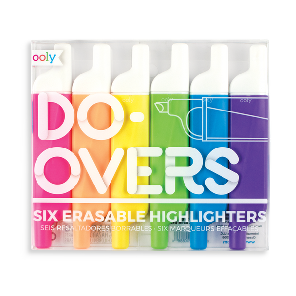 US stockist of Ooly's Do Overs Erasable Highlighters.  Set of six.