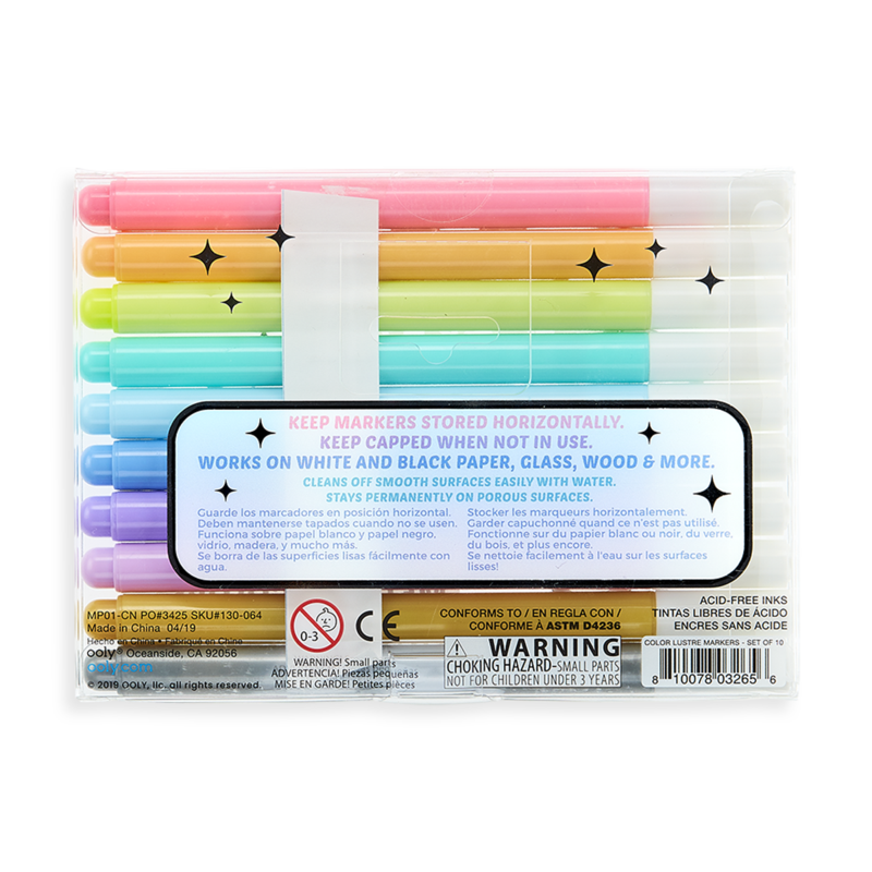 Stockist of Ooly's set of 10, color lustre metallic brush markers.