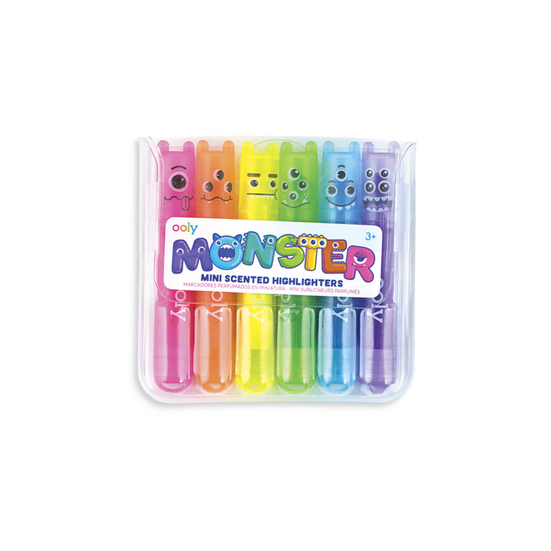 US stockist of Ooly's Monster Mini Scented Highlighter Markers.  Set of six with a fruity scent.
