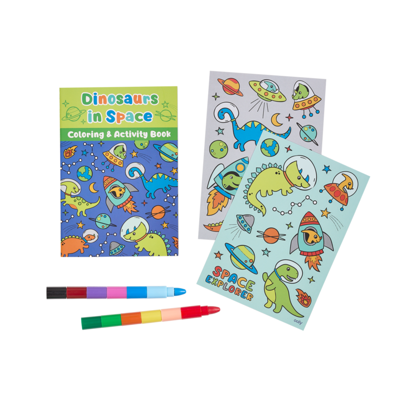 Stockist of Ooly's dinosaurs in space, mini traveller coloring and activity kit.