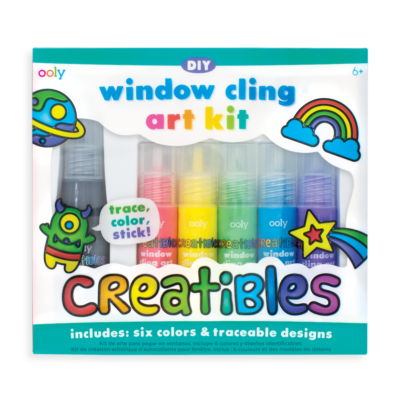 US stockist of Ooly's DIY Creatibles Window Cling Art Kit. Contains six colors and traceable designs.