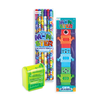 US stockist of Ooly's Monsters Happy Pack.  Contains  set of 6 graphite pencils, 3 monster erasers and a pencil sharpner.