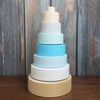 US stockist of Children of the Trees hand painted ring stacker wooden toy in blues and gold