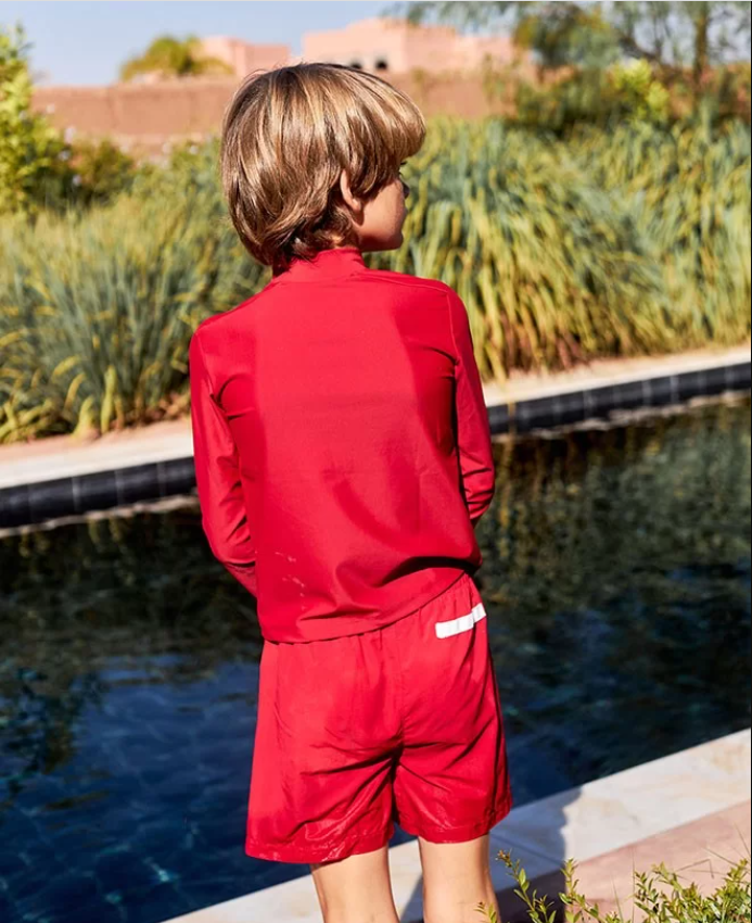US stockist of Canopea's quick dry Diego swim short in Pepper Red.