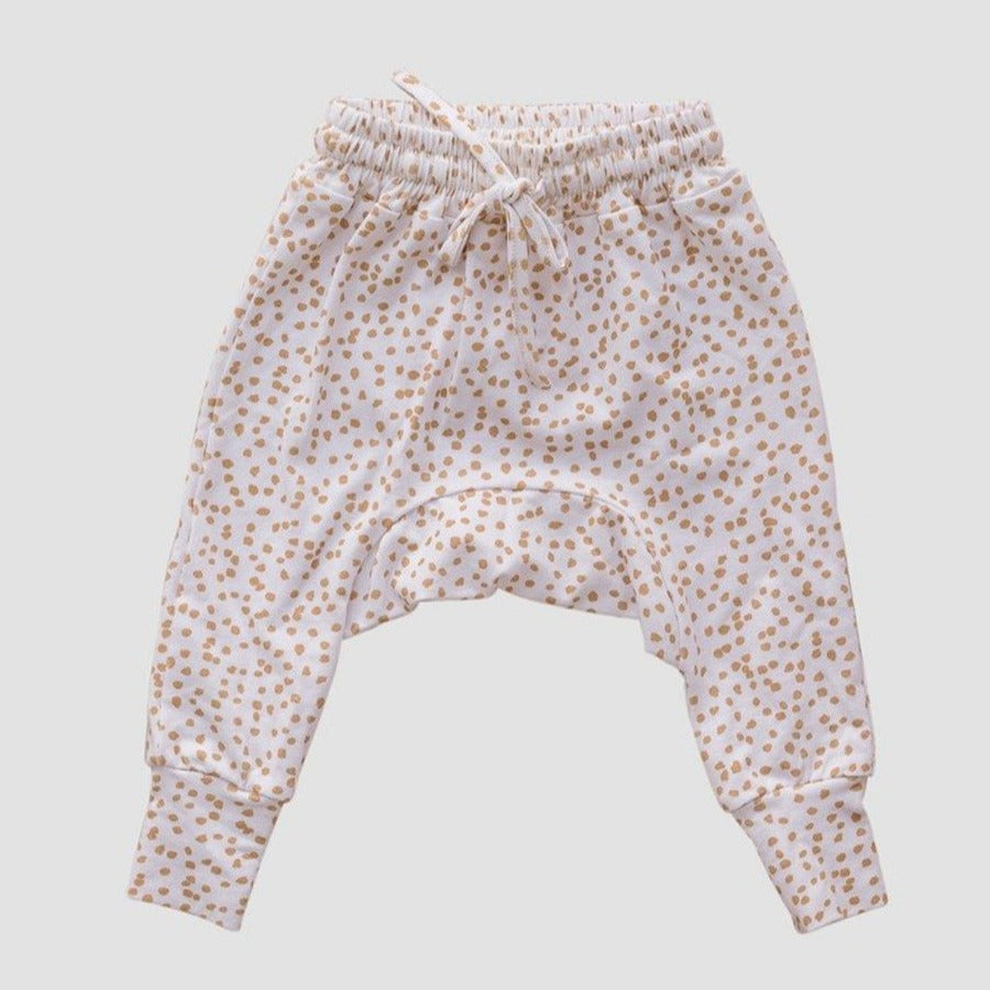 US stockist of Two Darling gold speckle rib stretch cotton harem pants