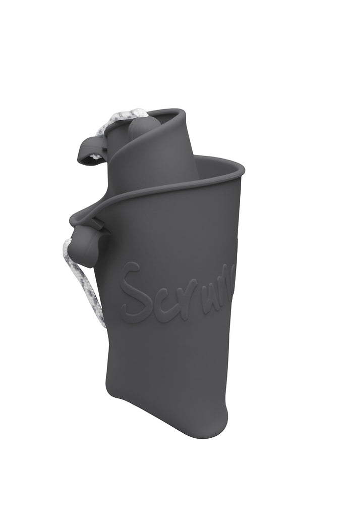 US stockist of Scrunch's cool grey bucket.  Made from non-toxic, food grade silicone with a rope handle.
