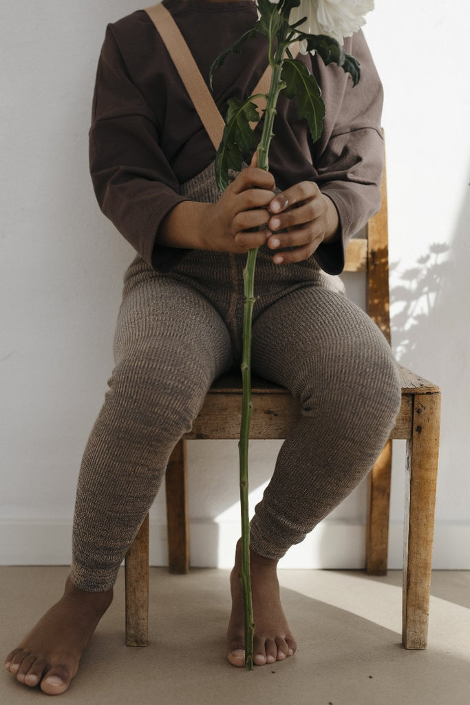 US stockist of Silly Silas' Cotton Footless tights in Charcoaly Brown.