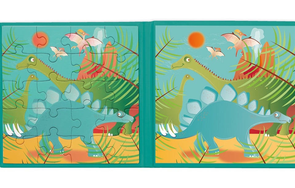US stockist of Scratch's Dinosaur magnetic puzzle book to go.
