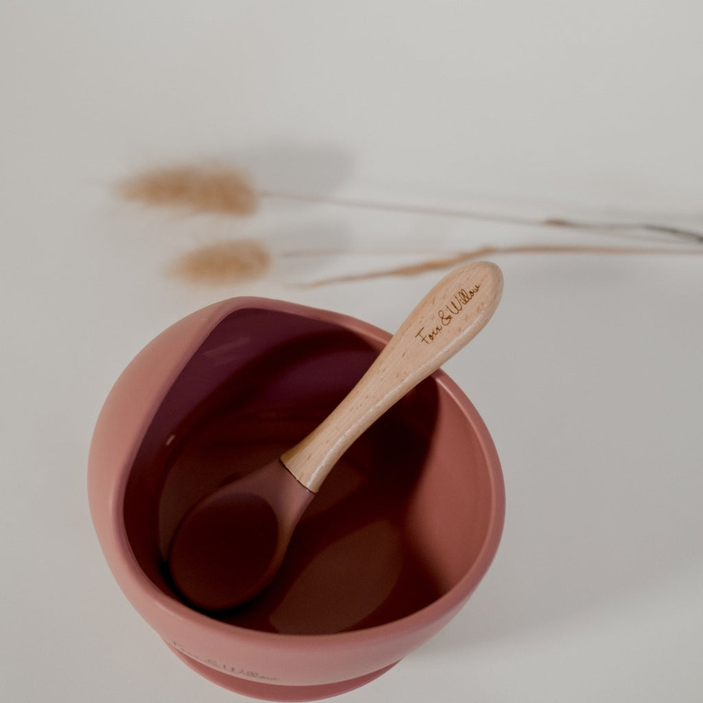 US stockist of Foxx & Willow's Rose Your Bowl and spoon.  Bowl measures 5.9" in diameter and 3.3" in height. Spoon measures 5.5" in length.