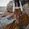 US stockist of Grown Clothing's pleat skirt in Moss.