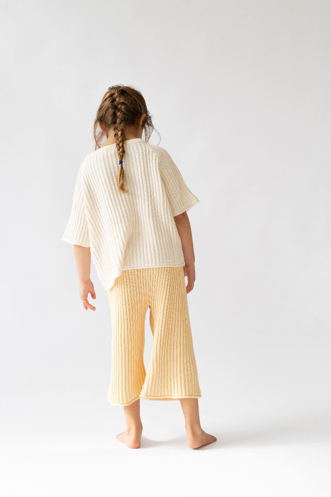 US stockist of Illoura the Label's 3/4 essential ribbed knit pants in Butter