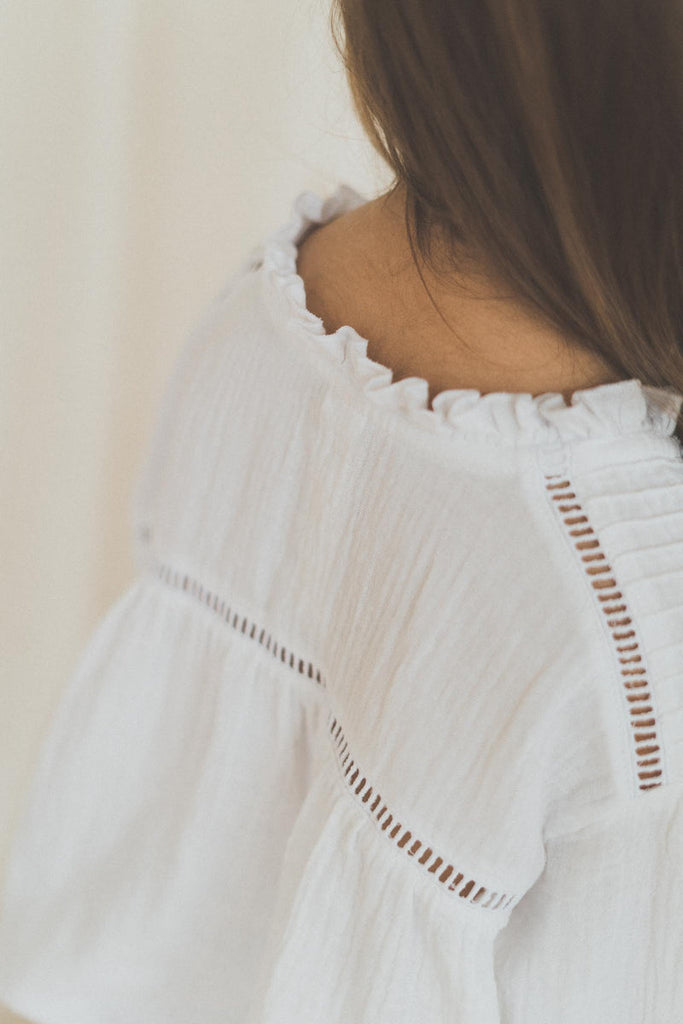 US stockist of Illoura the Label's long sleeve Frankie blouse in white.
