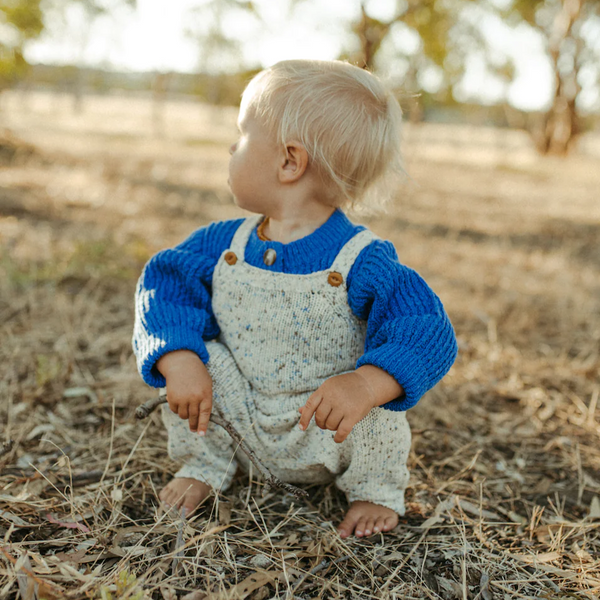 US stockist of Grown's gender neutral, organic funfetti overalls in Sea