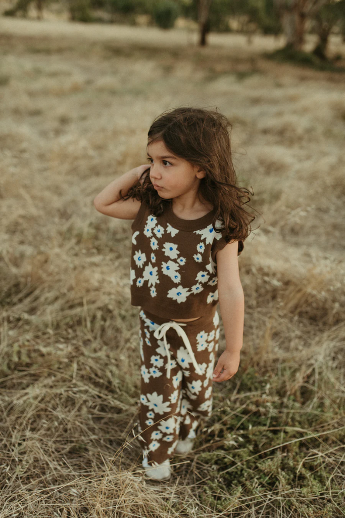 US stockist of Grown's organic knit flare pants in Petal