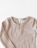 US stockist of Karibou Kids gender neutral, fawn Willow ribbed long sleeve top