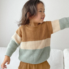 US stockist of Miann & Co's Tri-Tone Chunky Knit Sweater in Caramel Stripe