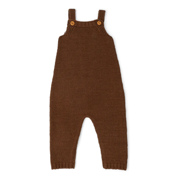 US stockist of Grown's gender neutral, Organic Knit Overalls in Espresso