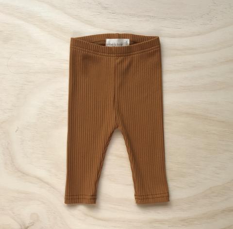 US stockist of Bel & Bow's mustard ribbed cotton leggings