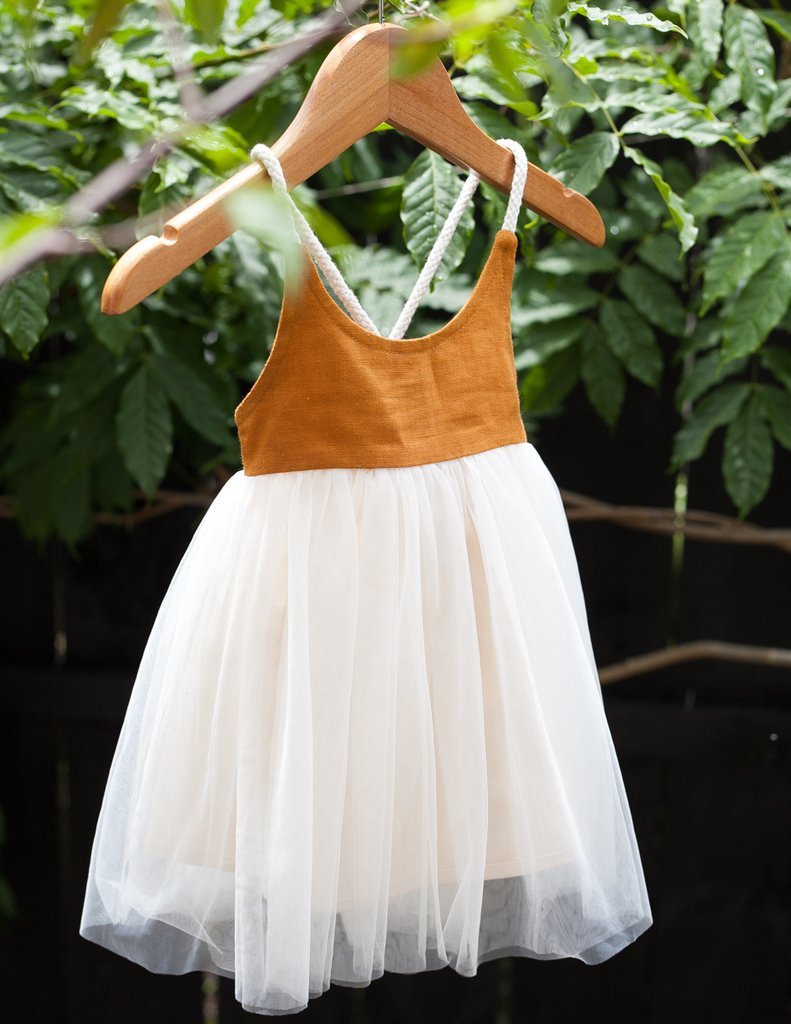 US stockist of Karibou Kids Willa Linen Reversible Tutu dress in Woodland.
