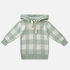 US stockist of Miann & Co's knit hooded baby sweater in Whisper Green Gingham
