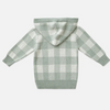 US stockist of Miann & Co's knit hooded baby sweater in Whisper Green Gingham