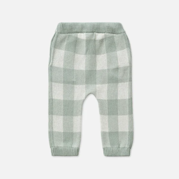 US stockist of Miann & Co's knit jogger pants in Whisper Green Gingham