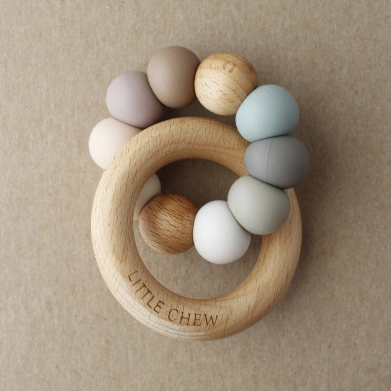 US stockist of Little Chew's gender neutral, Silicone and Wood Leila Ring Teether.