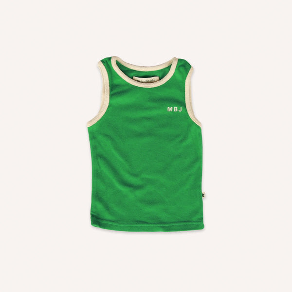 US stockist of My Brother John's emerald green terry towelling tank top.