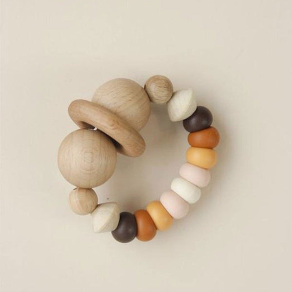 US stockist of Little Chew silicone + wood smiley brown teether