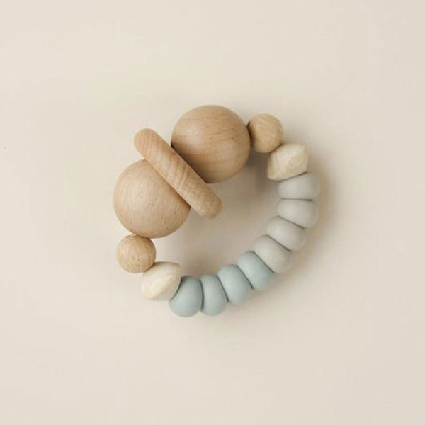US stockist of Little Chew silicone + wood smiley taupe/ice teether