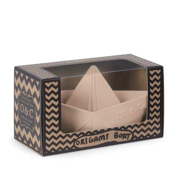 US stockist of Oli & Carol's natural rubber nude origami boat bath toy.