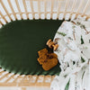 US stockist of Snuggle Hunny Kid's Olive green stretch cotton jersey bassinet sheet. Can also be used as a change mat cover.