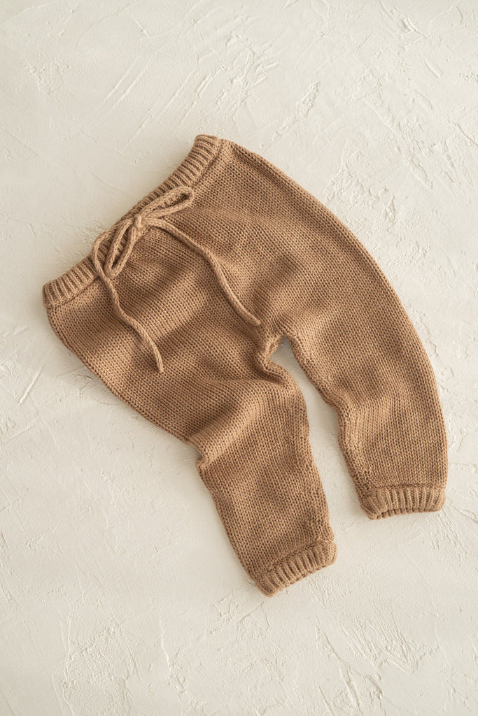 US stockist of Illoura the Label's gender neutral, organic cotton Poet pants in Chocolate.