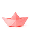 US stockist of Oli & Carol's natural rubber pink origami boat bath toy.