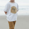 US stockist of Buck & Baa's short sleeve organic cotton Ra Sun t-shirt.  Made from white organic cotton with yellow smiling sun printed on the front.  Gender neutral.