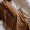 US stockist of Buck & Baa's gender neutral, organic cotton ribbed baby gown in Cinnamon.