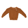 US stockist of Two Darlings gender neutral rust knit sweater.  Made from 100% cotton with two wood like buttons on the left shoulder.  Soft and stretchy.