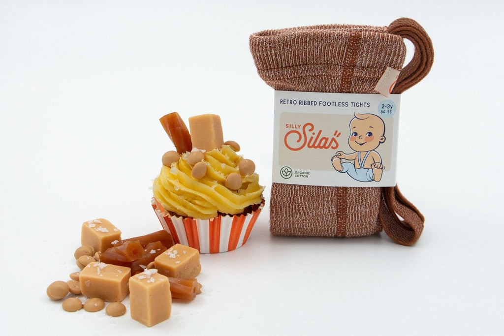 US stockist of Silly Silas' footless cotton tights in Salted Caramel.