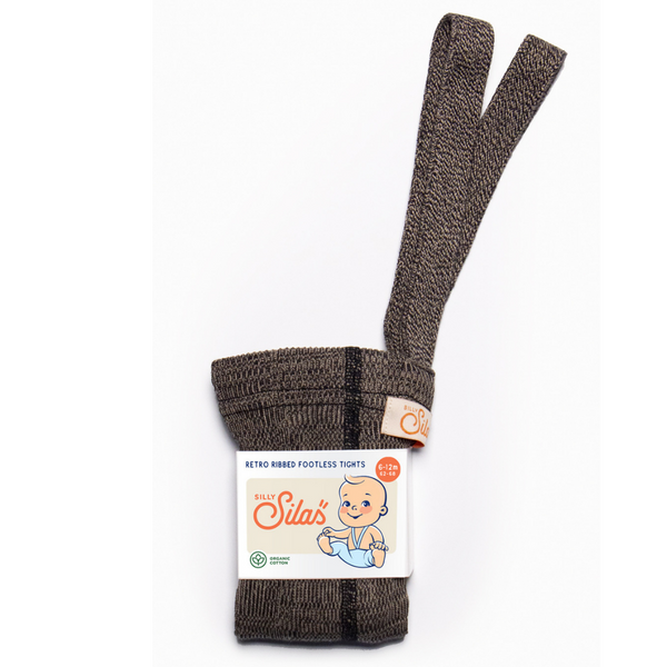 US stockist of Silly Silas' footless cotton tights in Licorice Peanut.