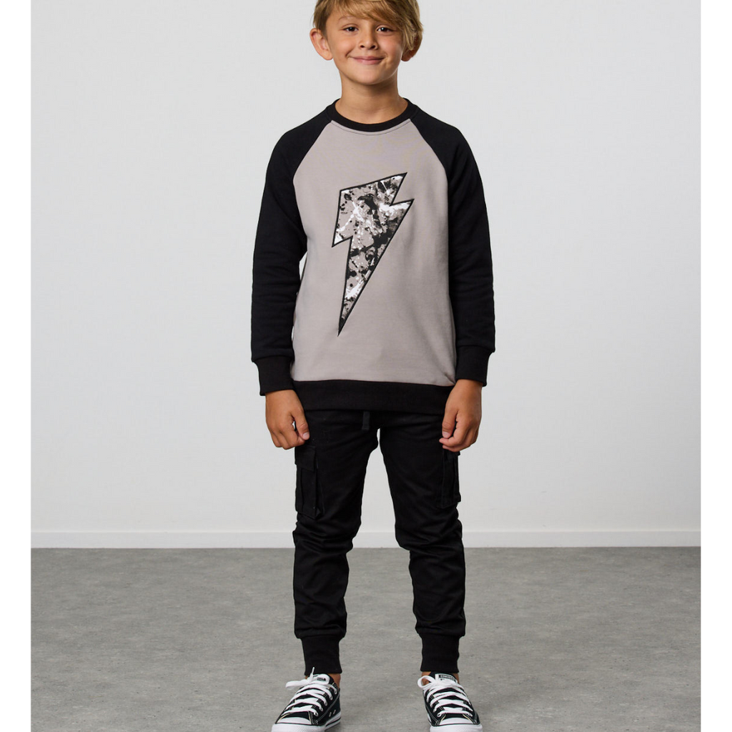 US stockist of Radicool Kids Splatter Bolt Crew Sweatshirt.