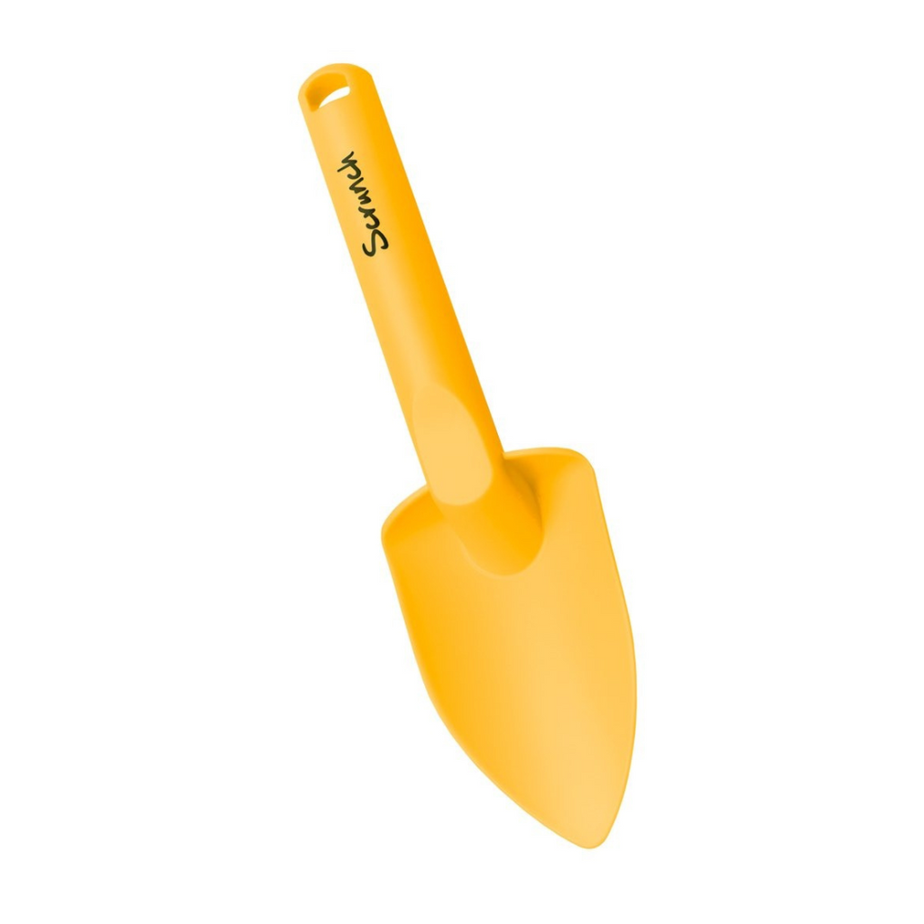 US stockist of Scrunch's spade in mustard.  Made from recyclable polypropylene with a rubber handle.