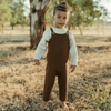 US stockist of Grown's gender neutral, Organic Knit Overalls in Espresso