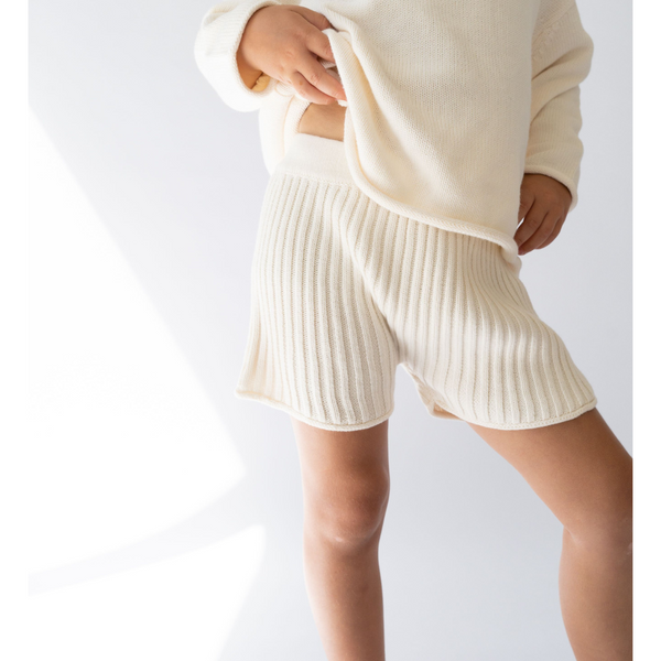 US stockist of Illoura the Label's essential ribbed knit shorts in Vanilla