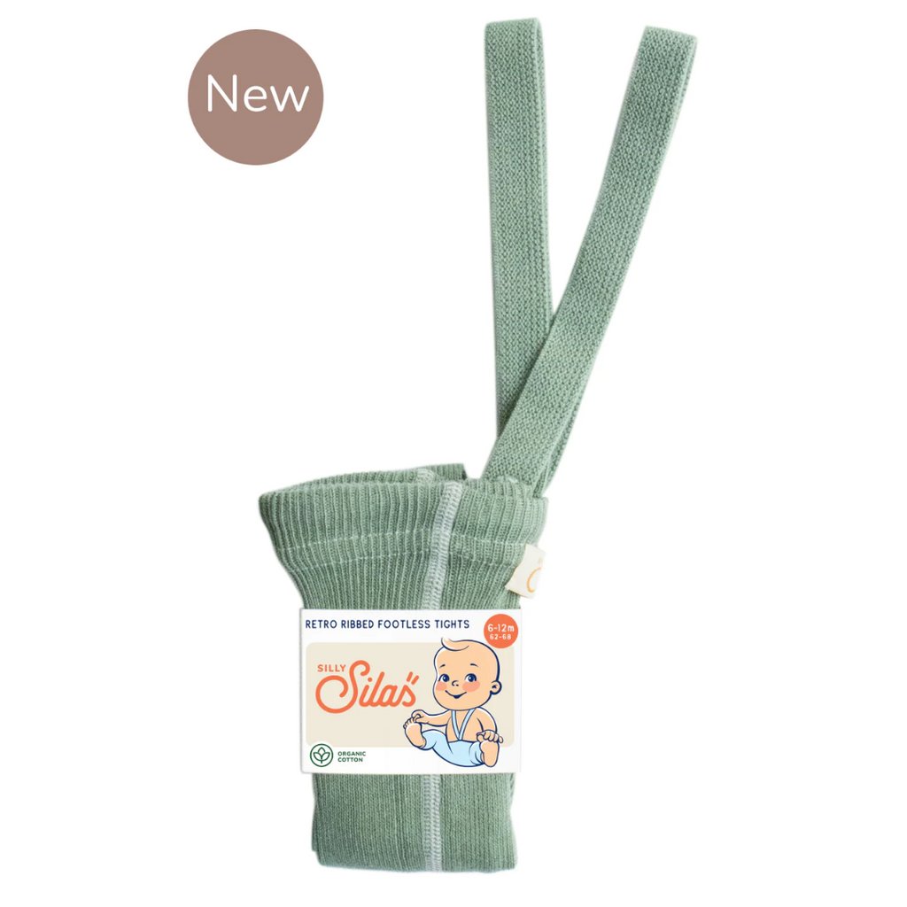 US stockist of Silly Silas' cotton footless tights in Matcha Oat Latte